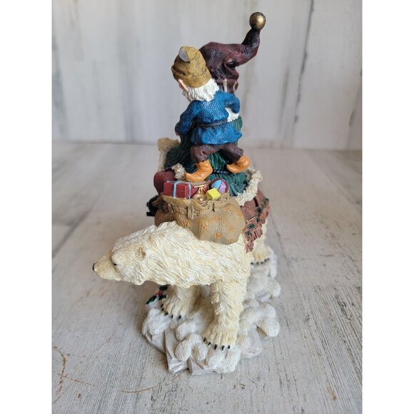 Rustic Santa riding polar bear elf naughty Nice list vintage figure decor Xmas - Picture 4 of 8